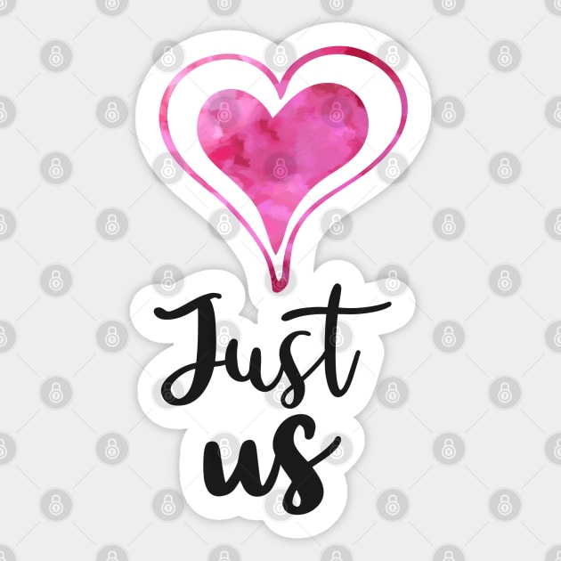 Just us with 2 Pink watercolor Hearts - Valentines day Anniversary Romance Love Celebrations Sticker by Star58